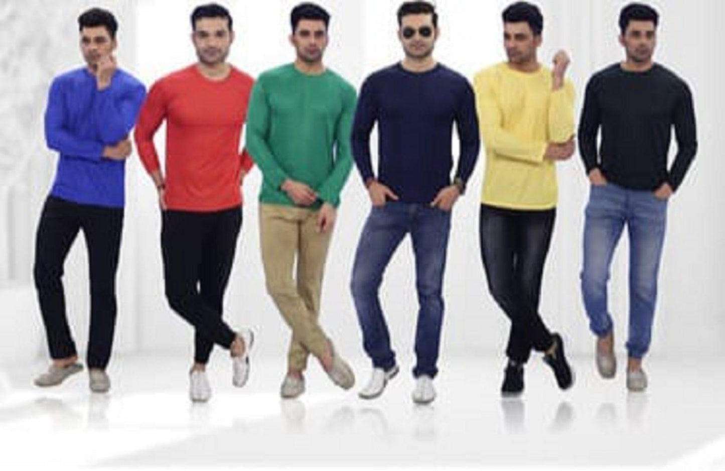 Men's Full Sleeves Round Neck T-shirt FD6RT1 Pack Of 6