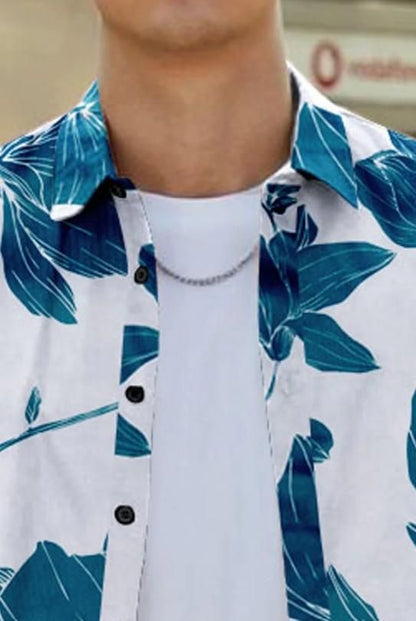 Men's Printed Half Sleeves Regular Collar Casual Shirt