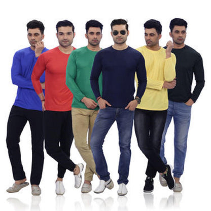 Men's Full Sleeves Round Neck T-shirt FD6RT1 Pack Of 6