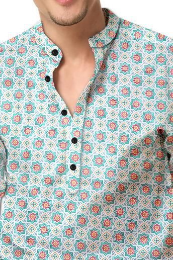 Men's Printed Spread Collar Casual Shirt Multicolor