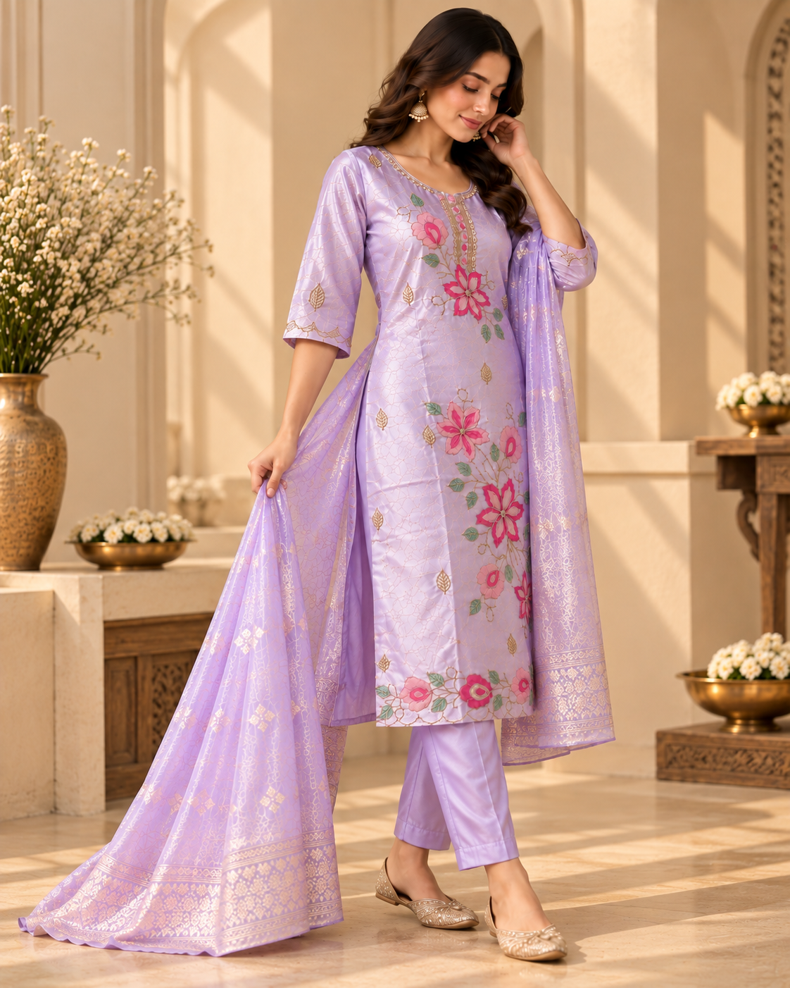 Lavender Blossom Suit Set - Front and back mannequin view