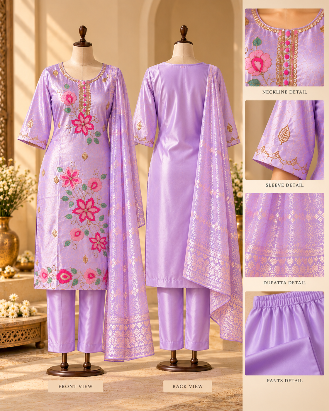 Lavender Blossom Suit Set - Model side pose