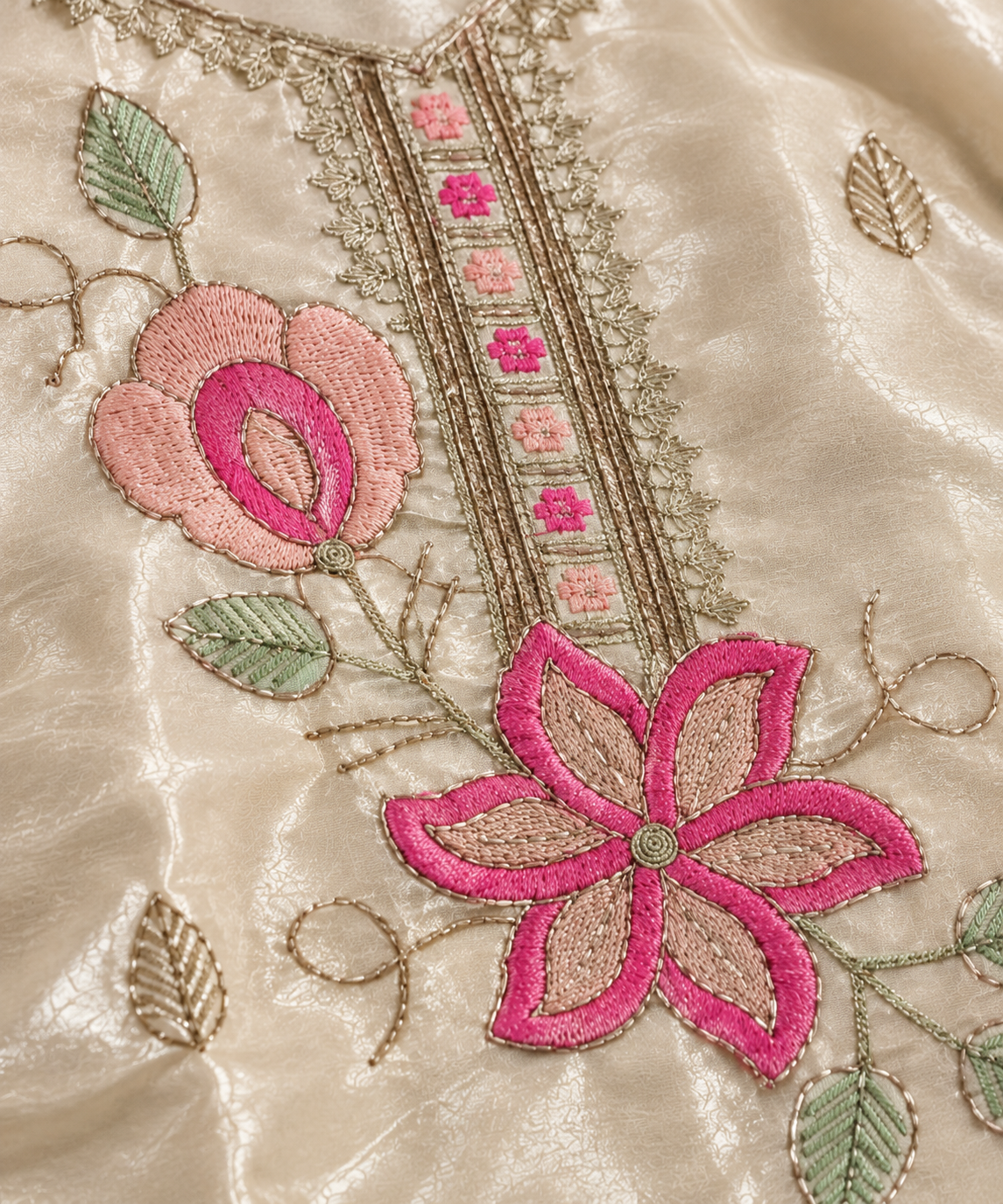 Graceful Bloom - Detailed embroidery macro shot