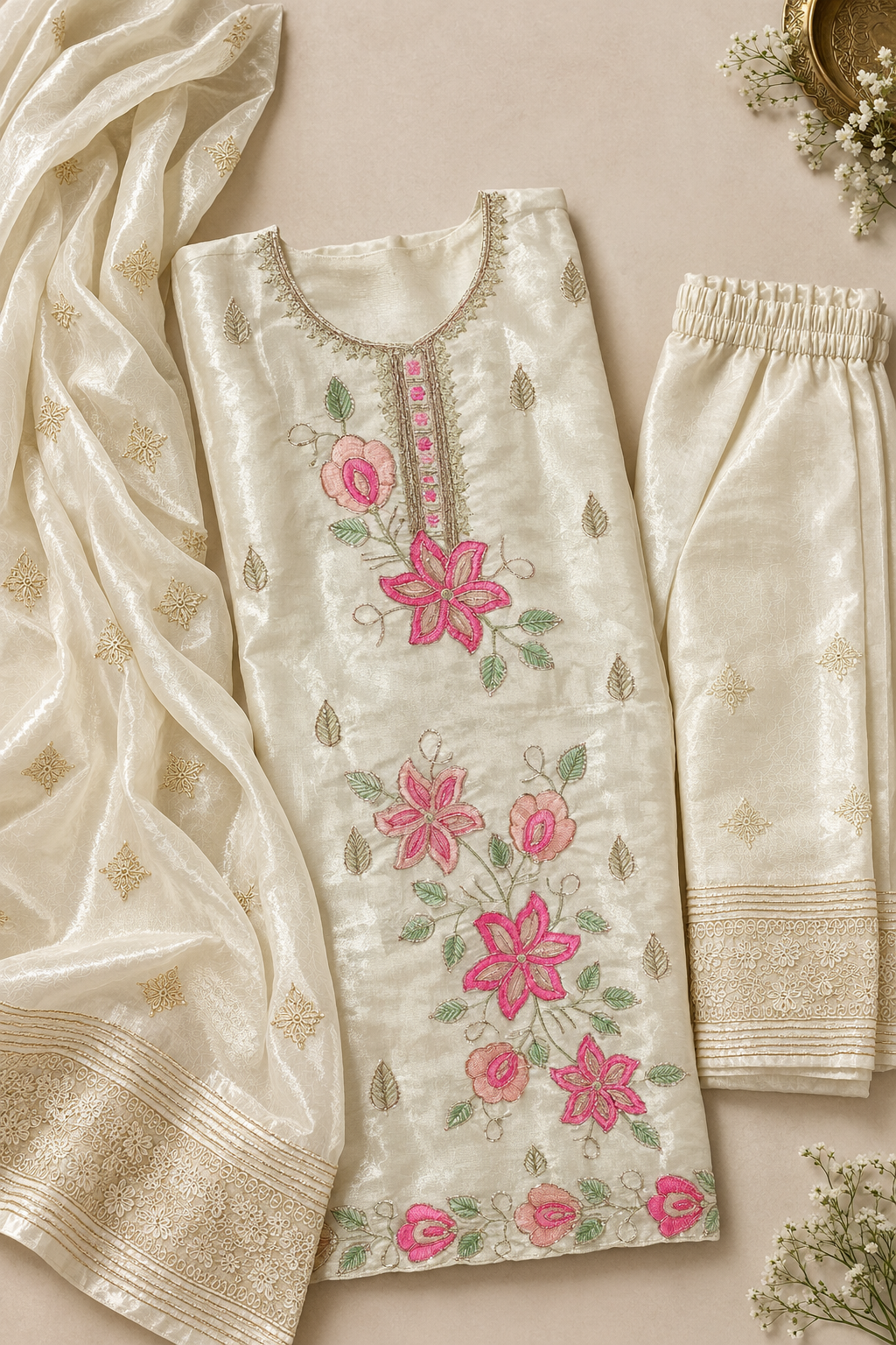 Graceful Bloom - Embroidery and neckline close-up