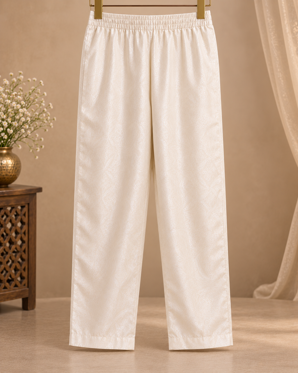 Grace in Every Detail —Ivory Embroidered Kurta Set with Floral Dupatta