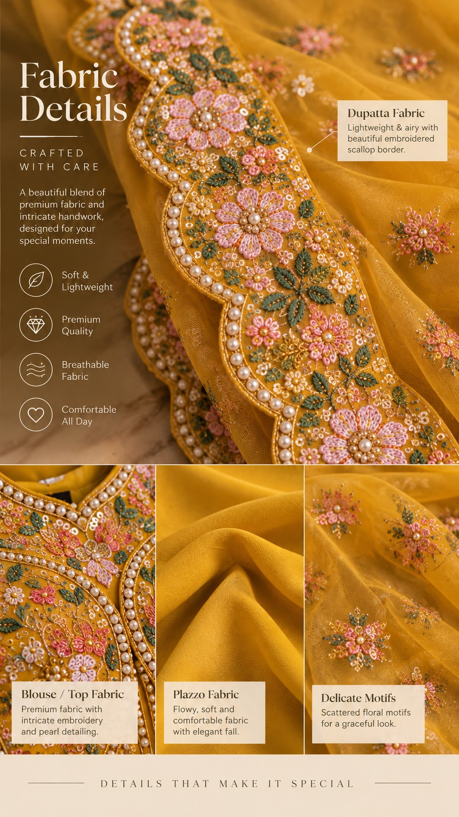 Golden Fabric Details Editorial - Craft Highlights