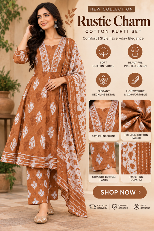 Rustic Charm Cotton Kurti Set
