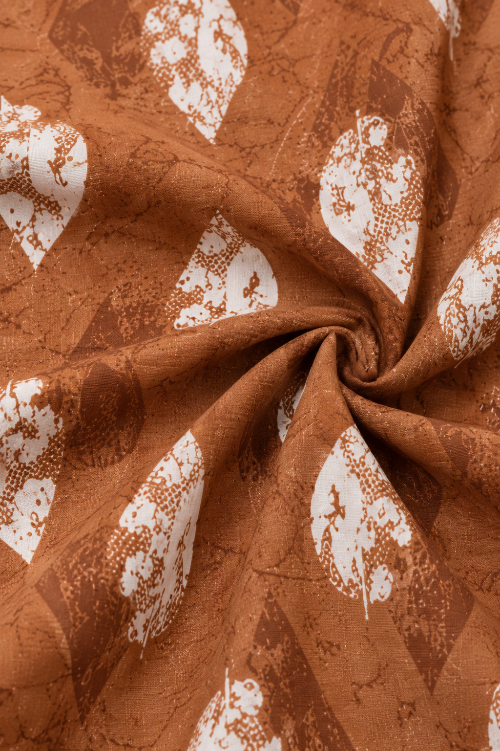 Premium Caramel Cotton Leaf Print Fabric