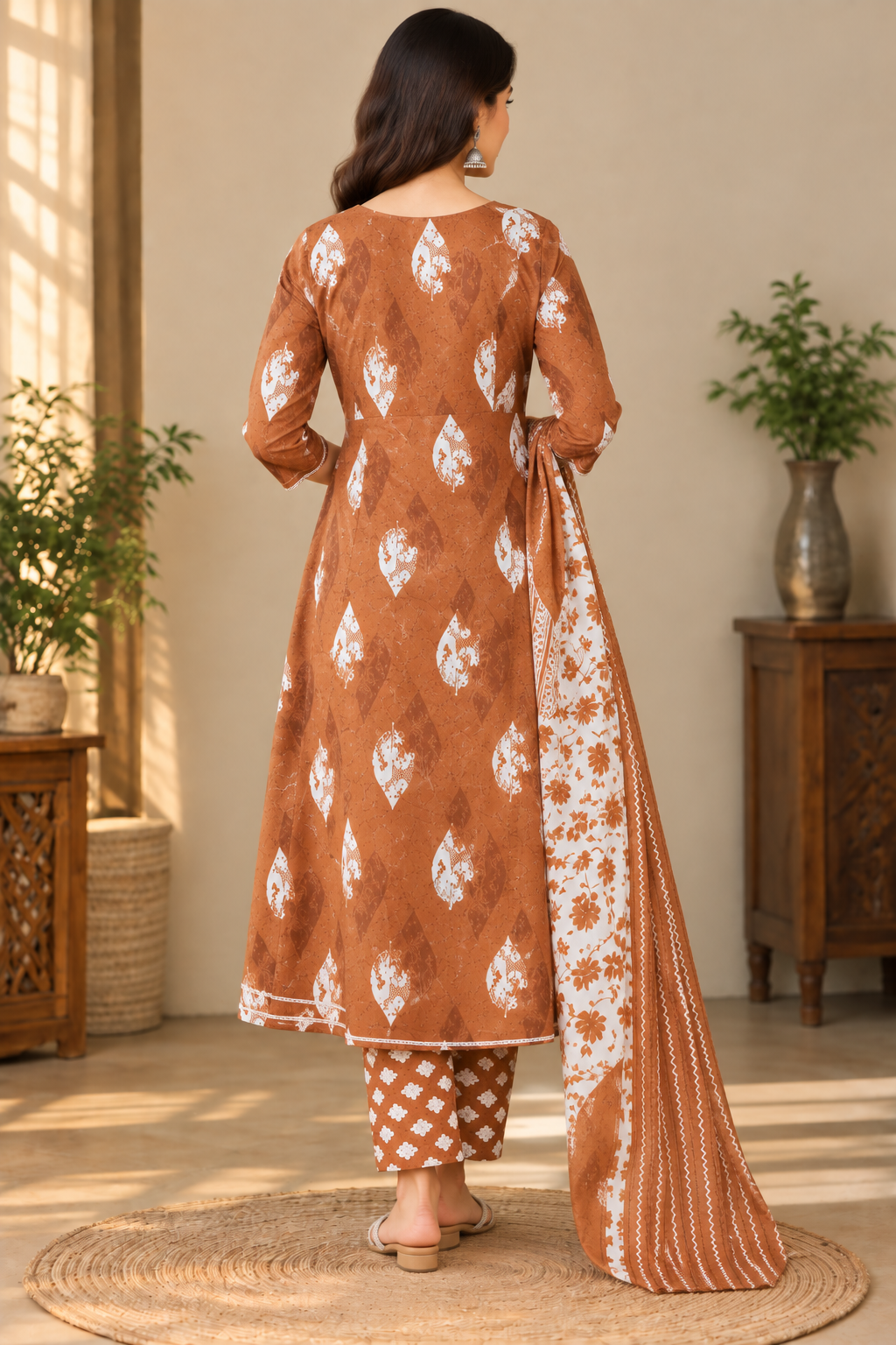 Terracotta Ethnic Fashion in Sunlit Studio